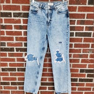 We The Free People Straight Leg Acid Wash Distressed Women's Jeans Size 31
